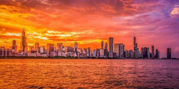 Hot and Cold Chicago Sunset Skyline | Collector Edition Cityscape Wall Art