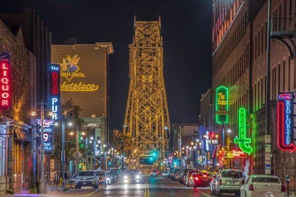 Duluth's South Lake Avenue at Night Minnesota Removable Wallpaper by William Drew Photography