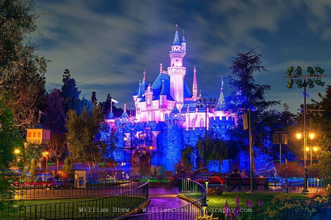 Sleeping Beauty Castle at night Disneyland Park illuminated fine art photography print
