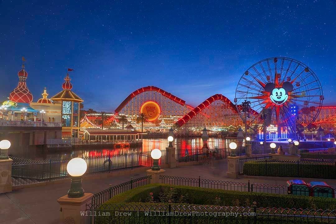 Pixar Pier at Night Disneyland California Adventure long exposure fine art photography print