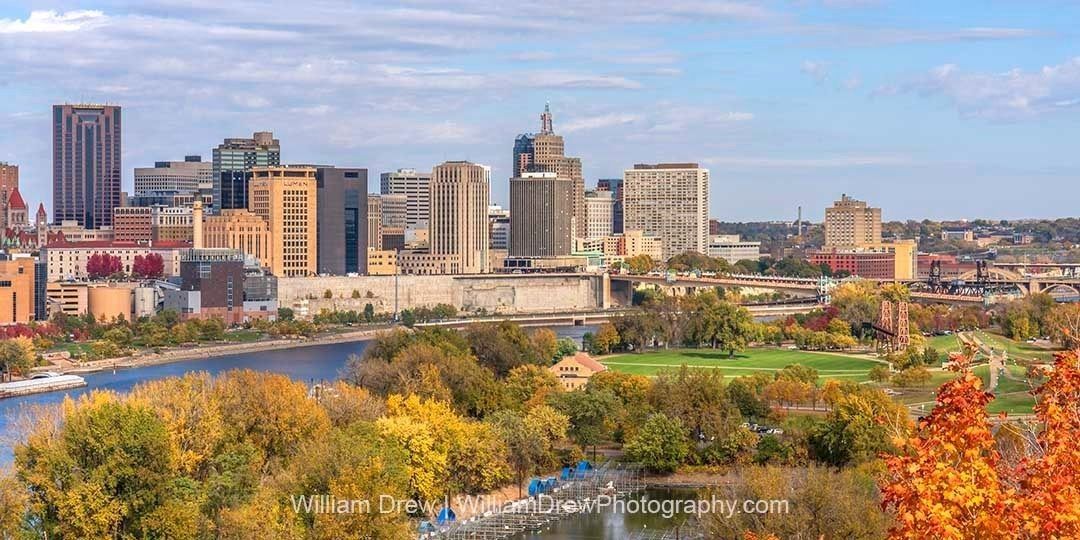 High Bridge Overlook View of the St. Paul, MN Skyline on a beautiful autumn day by William Drew Photography