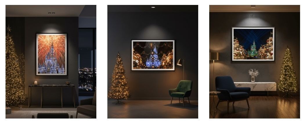 Disney Christmas Art featuring Cinderella Castle