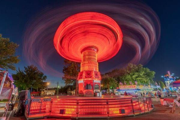 Red Swing At Night 2 Photography Art | William Drew Photography