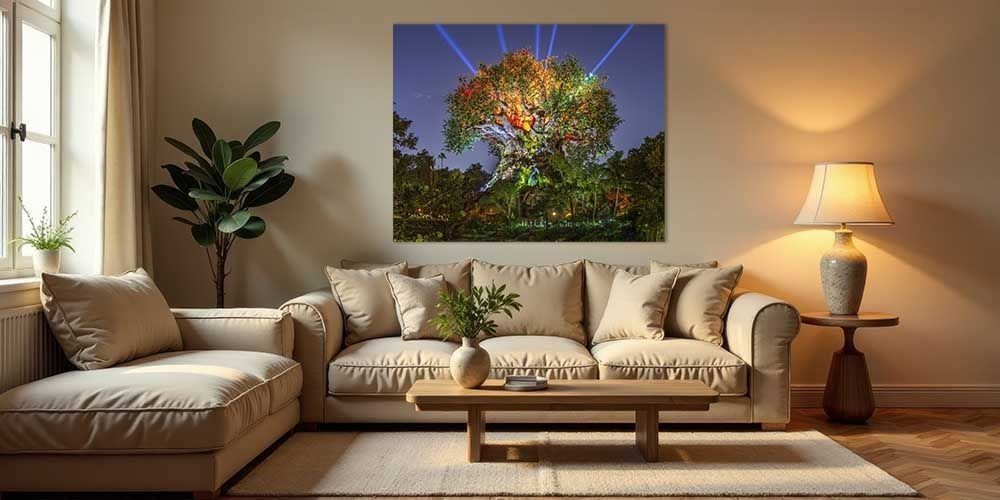 Starlit Awakenings wall art hanging in the modern living room