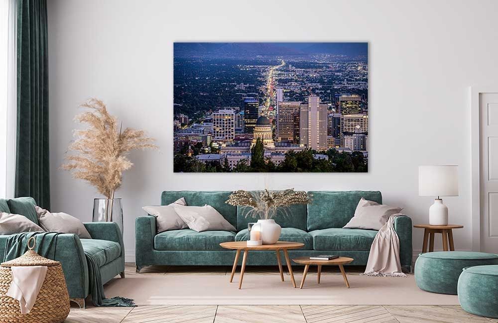 A Line to the Mountains - Salt Lake City Night Print