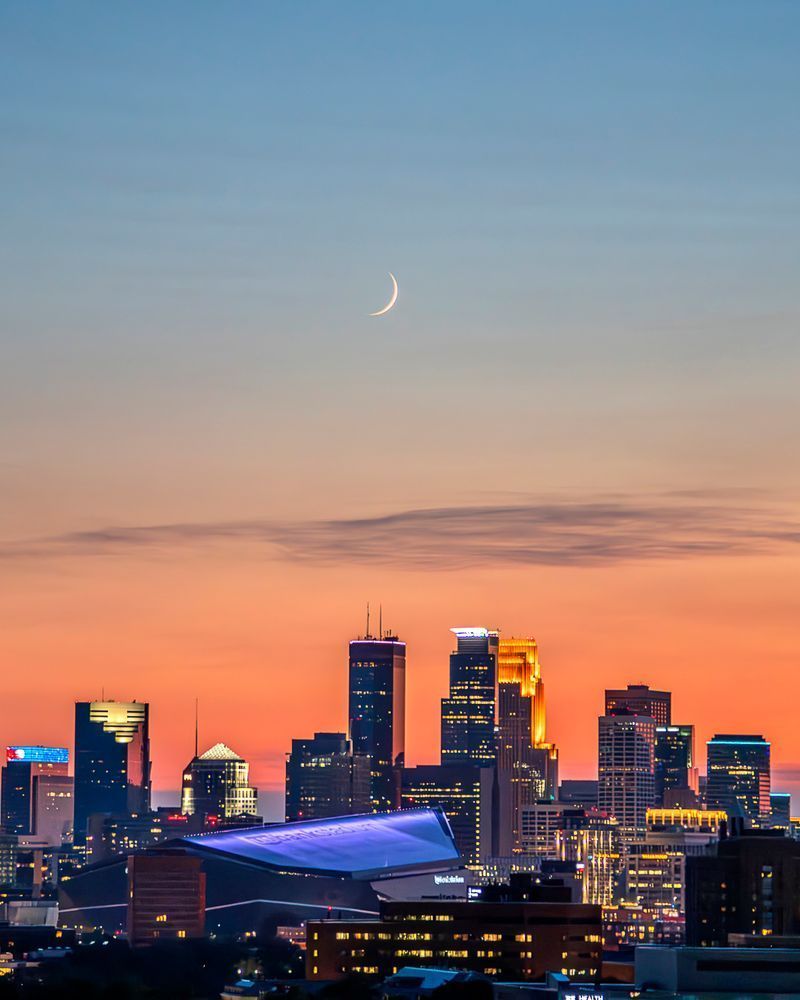Crescent Serenade: Minneapolis Skyline Photography Print