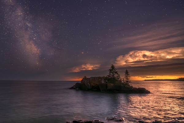 Celestial Serenity Over Lake Superior - Night Sky Photography