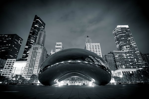Chicago Bean in Black and White Fine Art Metal Print | William Drew Photography