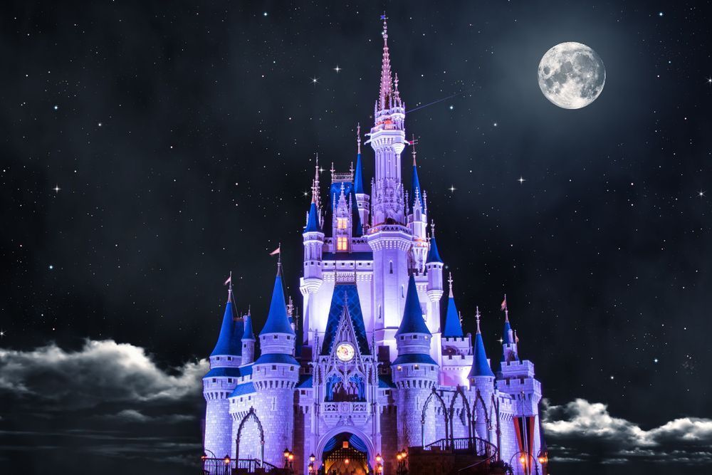 Cinderella Castle Under the Moon Wall Art - Disney Night Sky Castle Print