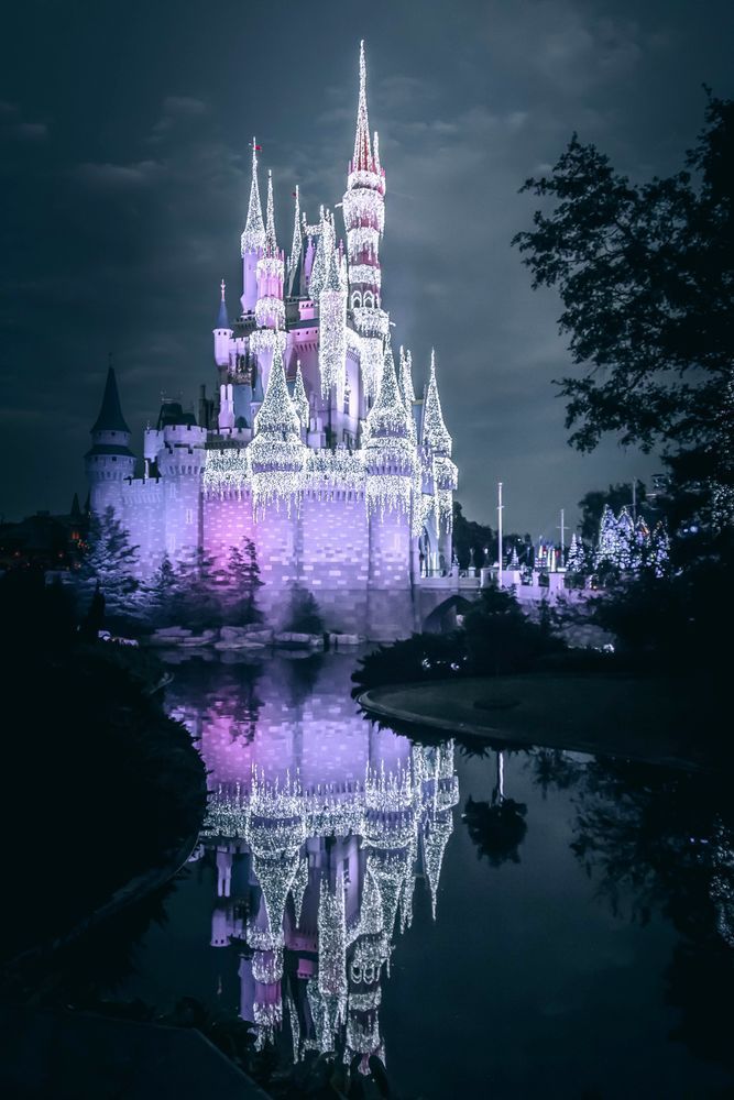 Disney Christmas Castle Wall Art | Cinderella Castle Holiday Reflection Print