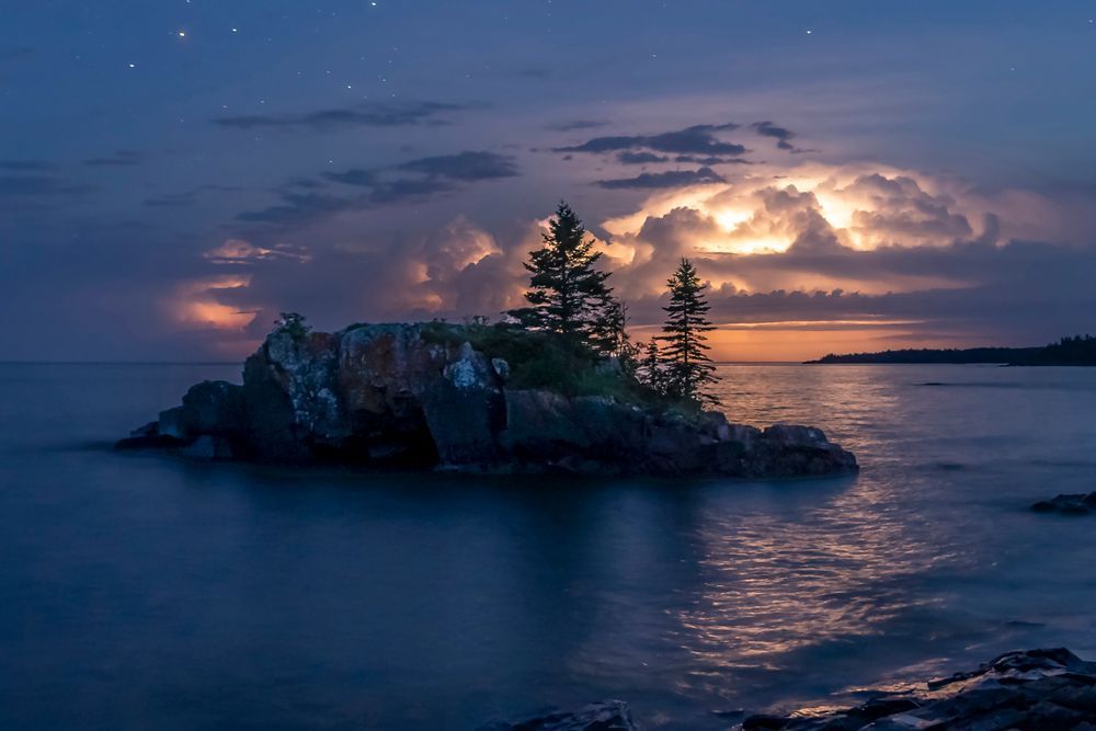 A Stormy Night at Hollow Rock Minnesota Art by William Drew