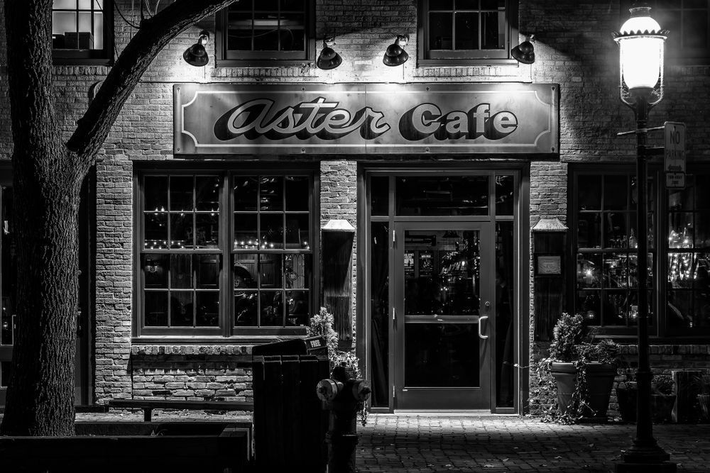 Aster Cafe - Black and White Urban Photography
