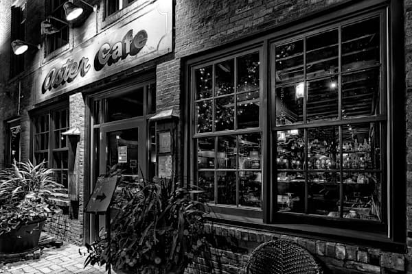 Aster Cafe Window - Black and White Urban Photography