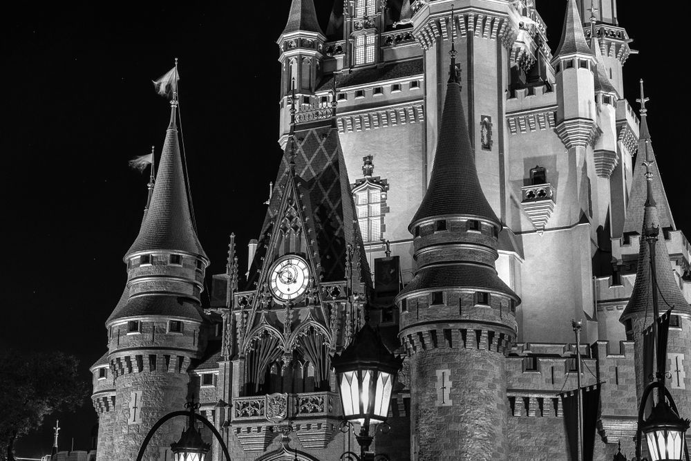 Black and White Cinderella Castle Print | Disney Castle Wall Art