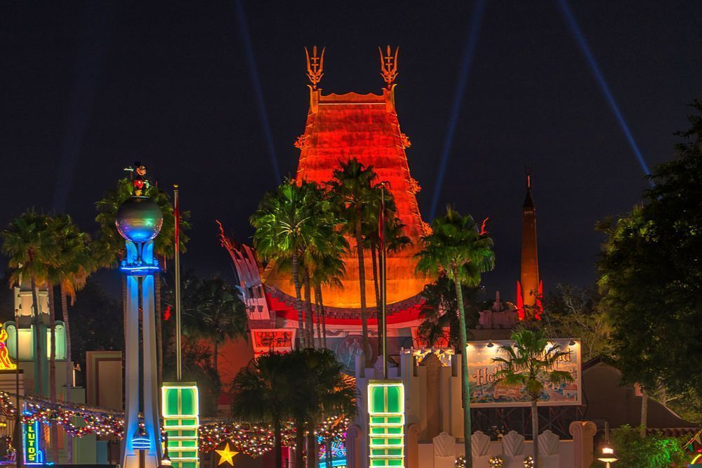Hollywood Studios Night Photography Print | Compressed Disney Skyline Art | Chinese Theater Wall Art