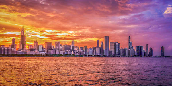 Evening Glow Over Chicago | Everyday Collection Metal Wall Art