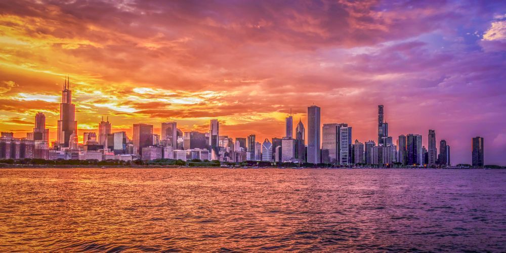 Evening Glow Over Chicago | Everyday Collection Metal Wall Art