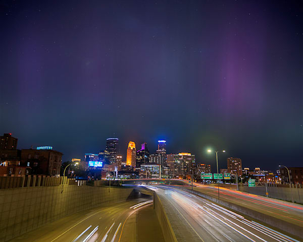 Northern Lights above Minneapolis - Cityscape Photography