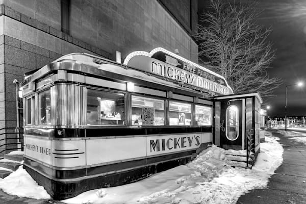 Mickey's Dining Car Black and White Saint Paul Art by William Drew Photography