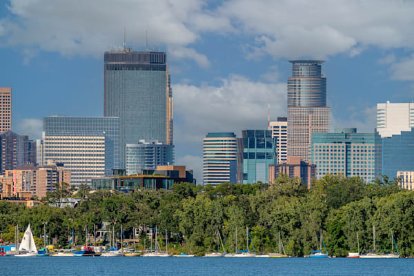 Minneapolis Skyline Wall Art - Sailboats on Bde Maka Ska Summer Print