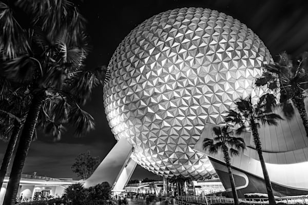Foundations of Tomorrow - Black & White Spaceship Earth Photography Print