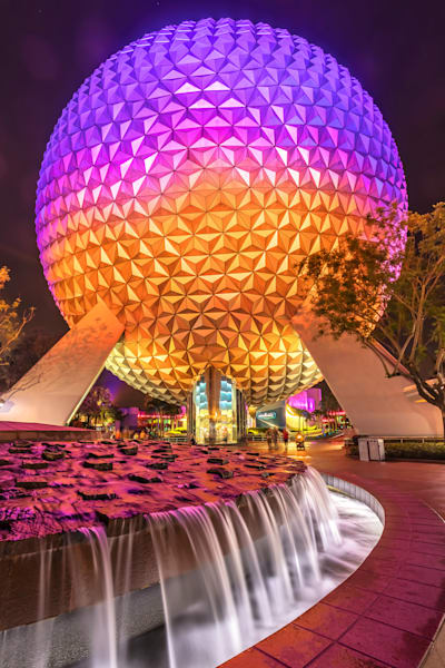Before the Light Show - Classic Spaceship Earth Night Photography Print