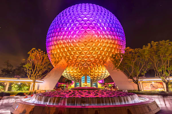 Spaceship Earth Night Photo Wall Art | Epcot Icon Disney Fine Art Print