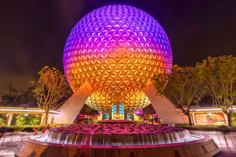 Spaceship Earth Night Photo Wall Art | Epcot Icon Disney Fine Art Print
