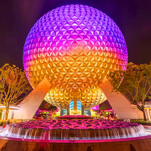 Spaceship Earth at Night 9 Disney Art by William Drew Photography