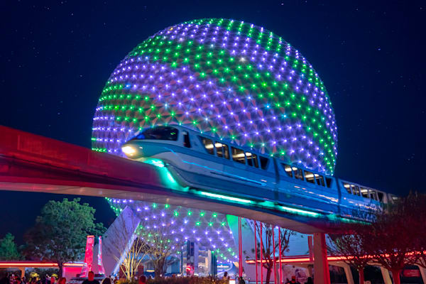 Spaceship Earth Christmas Monorail Print