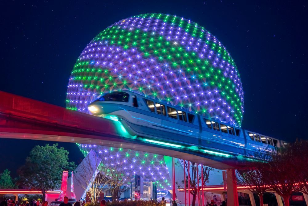 Spaceship Earth Christmas Monorail Print