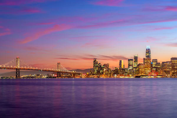 San Francisco Bay Bridge Sunset Wall Art â Everyday Metal Print by William Drew