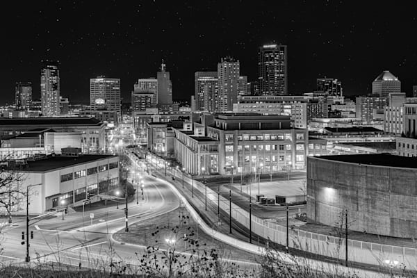Saint Paul Skyline From Cass Gilbert Memorial Park Black And White Photography Art | William Drew Photography