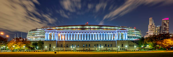 Soldier Field at Night Wall Art – Chicago Stadium Skyline Photography Print