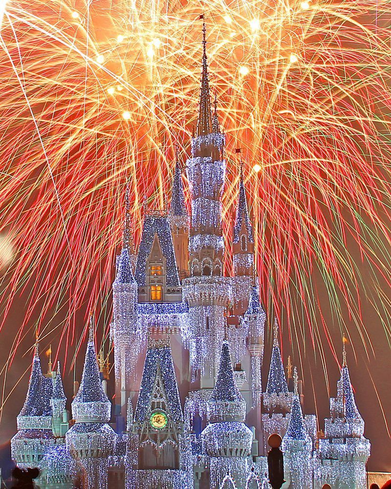 Disney Christmas Castle Wall Art | Christmas Wishes Fireworks at Cinderella Castle