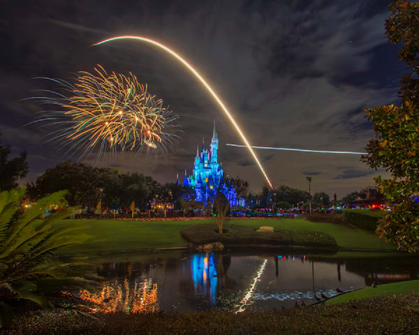 Tinker Bell Flight Print - Wishes Fireworks at Cinderella Castle