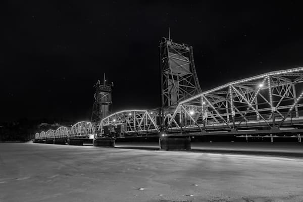 Winter Bridges in Stillwater â Black and White Stillwater Lift Bridge Wall Art