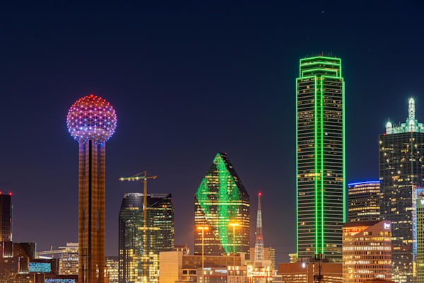 Illuminated Dallas Skyline Nightscape Photography