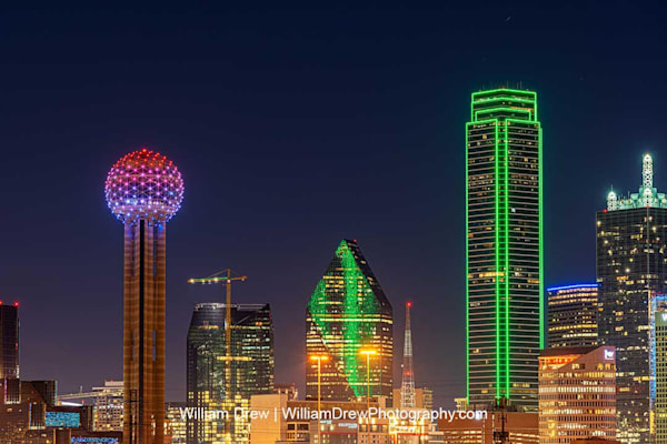 Texas Nightscape Illuminated Dallas Skyline Removable Wallpaper by William Drew Photography
