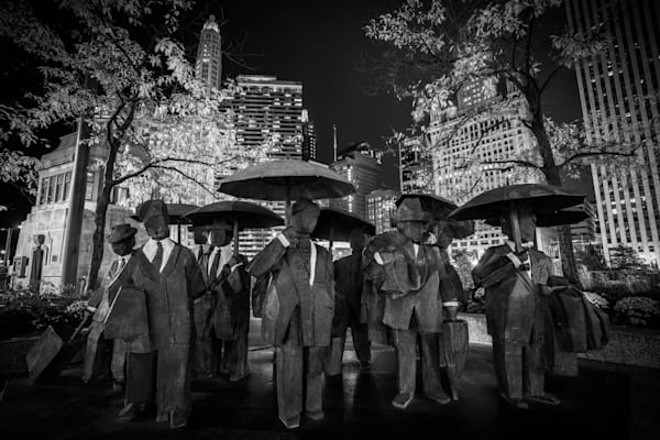 The Gentlemen Statue Chicago Black and White Chicago Art by William Drew Photography