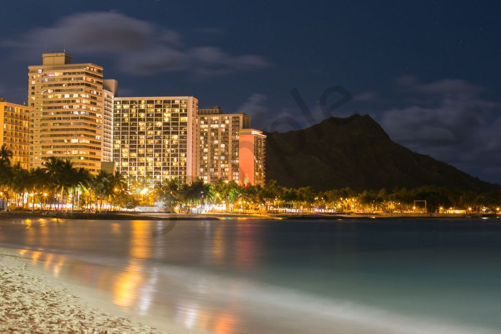 Stunning Waikiki Beach Night photo