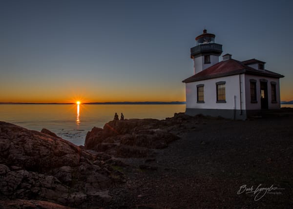 Sunset with Lime Kiln Lighthouse Photo for sale by Barb Gonzalez Photography