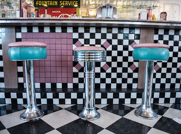 Checkered Soda Fountain Photography Art | Barb Gonzalez Photography