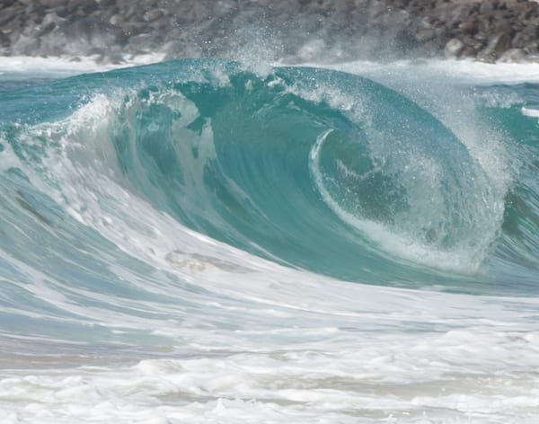 Curling Aqua Wave in Hawaii Photo for Sale