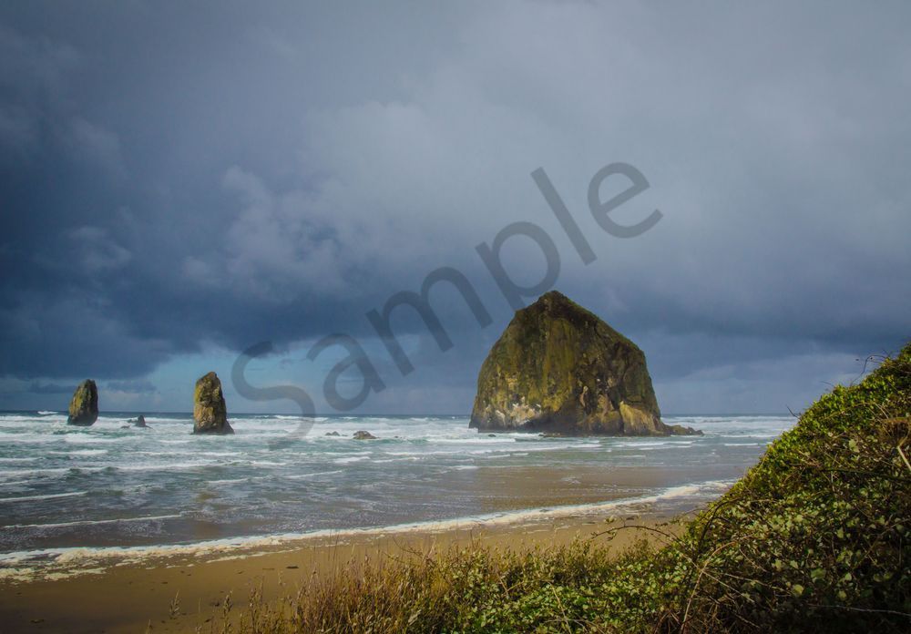 Stormy Haystack Rock Photography Art | Barb Gonzalez Photography