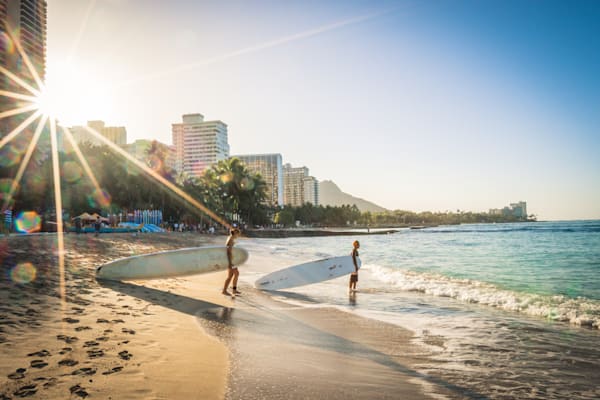 Waikiki Beach Morning Surfers Photography Art | Barb Gonzalez Photography