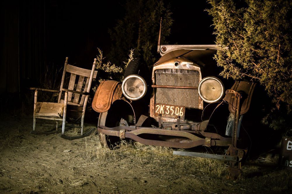 Rusty Car And Rocker Night Photography Art | Barb Gonzalez Photography