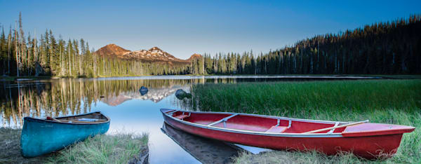 Panoramic Serene Canoes on Lake Photo for sale |Barb Gonzalez Photography