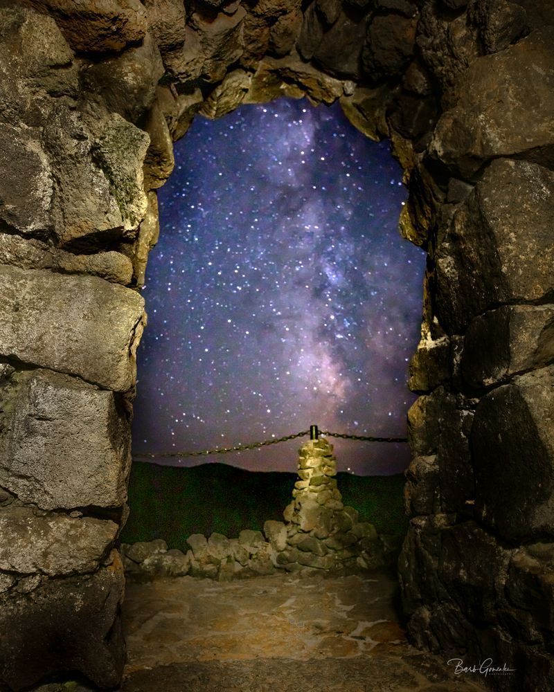 Milky Way through Stone Doorway Fine Art Photo by Barb Gonzalez Photography
