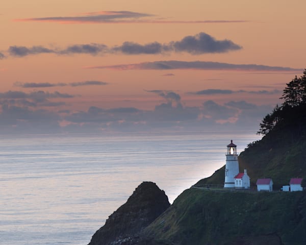 Heceta Head Lighthouse at Sunset Photo in Canvas, Metal, and framed print.